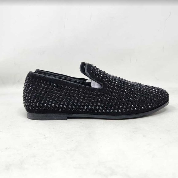 Boys 5 Steve Madden Caviar studded black slip on loafers dress shoes